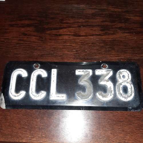 Vintage Black and White Number Plate