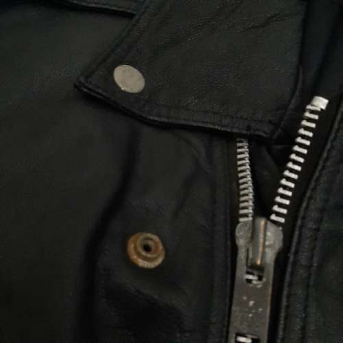 Black Genuine Leather Biker Jacket - Good Quality - Size XL
