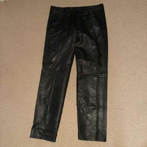 Black Genuine Leather Pants - Made in England - Size 40 - Good Quality
