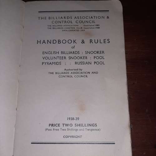 The Billiards Association Handbook & Rules of Billiards, Snooker, Pool
