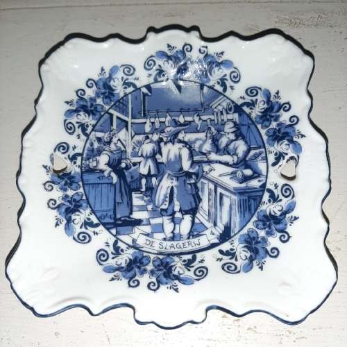 Delft Holland Special Limited Collectors Edition Trinket Tray / Plate - De Slageris - 12.5m x 12.5cm