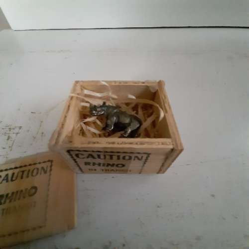 Caution Rhino in Transit small wooden Crate with Rhino badge