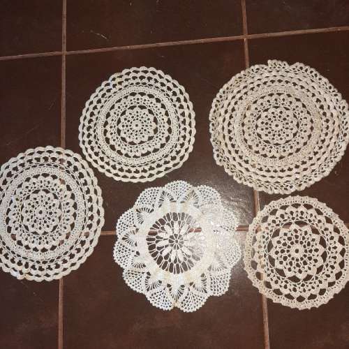 5 x Large Crochet Doilies