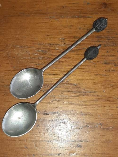 2 x EPNS Coffee Bean spoons