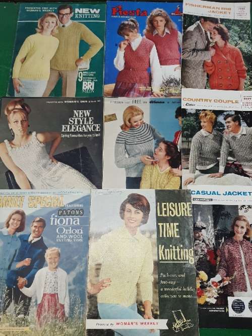 9 x Vintage Knitting patterns and booklets