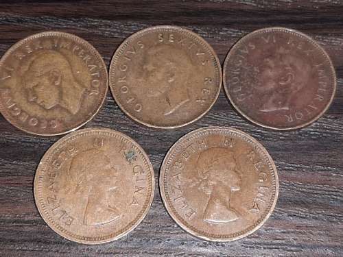 5 x 1/4d - 1944, 1947, 1950, 1654, 1957