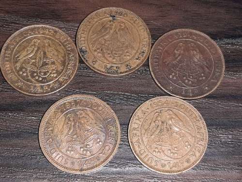 5 x 1/4d - 1944, 1947, 1950, 1654, 1957