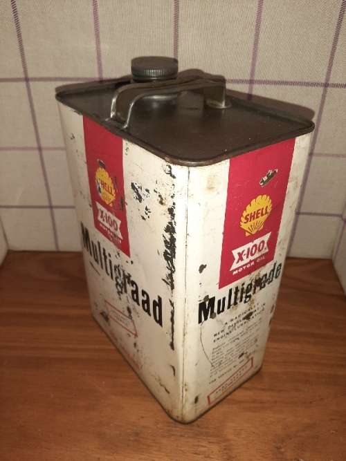 Old Shell Motor Oil Can - One Gallon / Shell Motorolie - Een Gelling