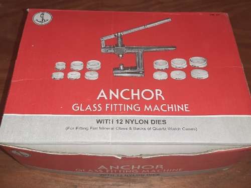 Anchor Glass Fitting Machine + 12 Nylon Dies - For fitting flat glass & backs of Quartz watch cases