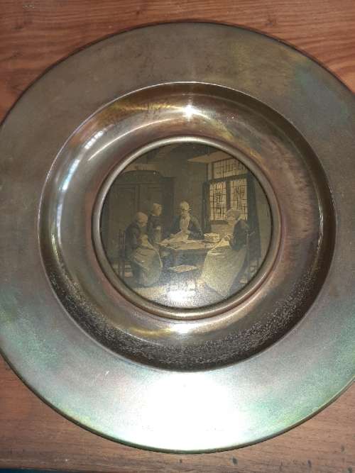 Brass Wall Hanging Plate with David A.C. Artz In Het Weeshuis Te Katwijk