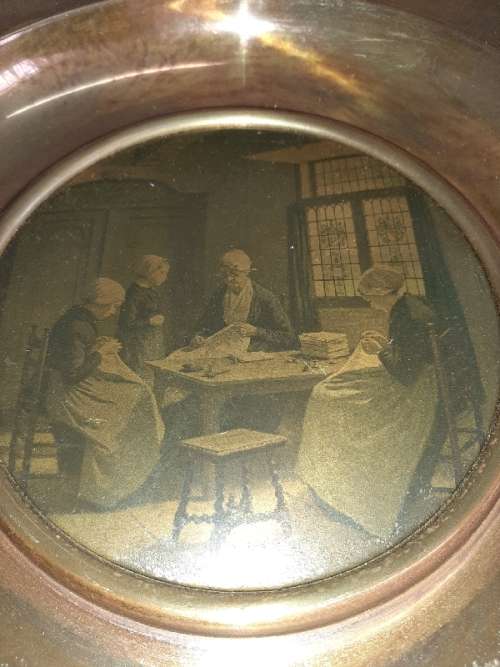 Brass Wall Hanging Plate with David A.C. Artz In Het Weeshuis Te Katwijk