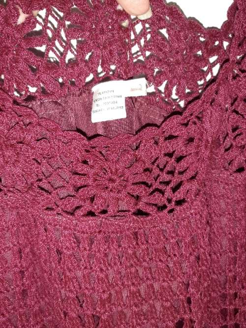 Beautiful Maroon Lined Crochet Dress - Size L