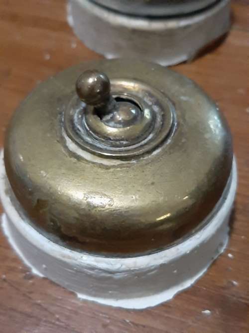 7 x Vintage Brass and Ceramic Light Switches - See pictures