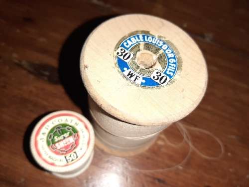 2 x Vintage Wooden Cotton Reels - One Large and one normal size