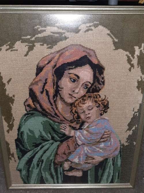 Large Framed Tapestry - Mother and Child - Beautiful!!
