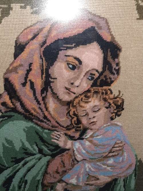 Large Framed Tapestry - Mother and Child - Beautiful!!