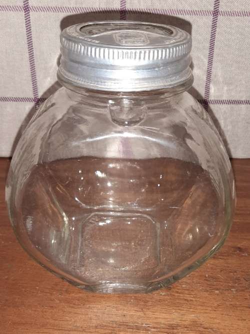 Vintage Glass Bottle / Jar with interesting lid - See pictures