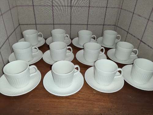 12 x White Johnson Bros Ironstone Small Cup and Saucers - Espresso set - Made in England