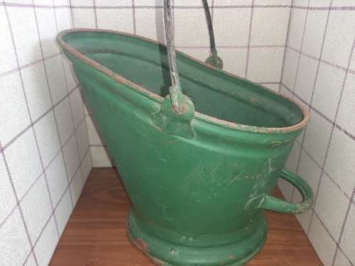 Large Vintage Metal Coal Ash Bucket - Coal Bucket