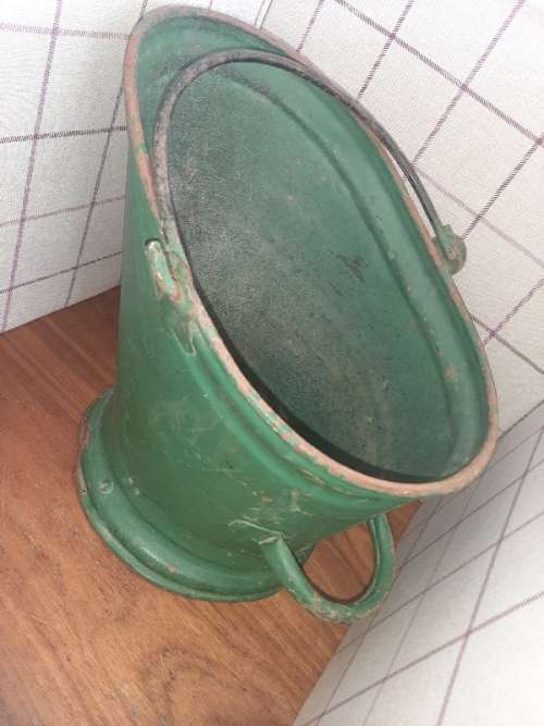 Large Vintage Metal Coal Ash Bucket - Coal Bucket