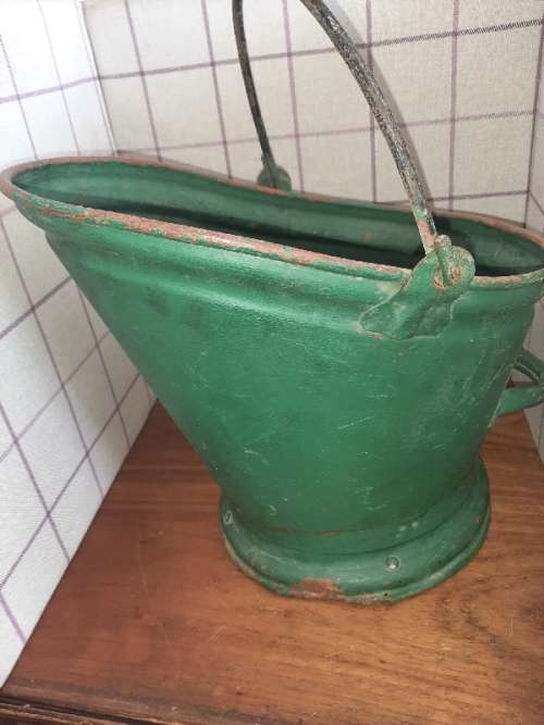 Large Vintage Metal Coal Ash Bucket - Coal Bucket
