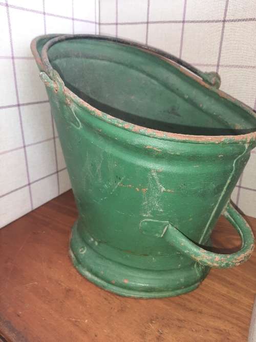 Large Vintage Metal Coal Ash Bucket - Coal Bucket