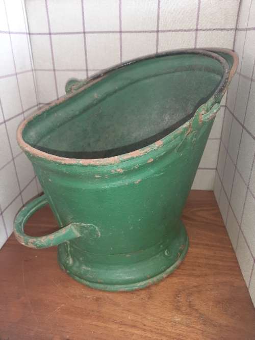 Large Vintage Metal Coal Ash Bucket - Coal Bucket