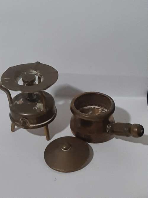 Solid Brass - Miniature Brass Primus with pot and lid