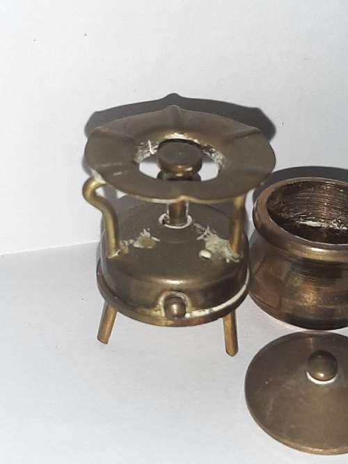 Solid Brass - Miniature Brass Primus with pot and lid