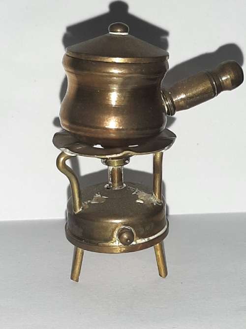 Solid Brass - Miniature Brass Primus with pot and lid