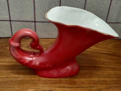 Lucia Ware Cornucopia Vase - Maroon - Height - 16cm
