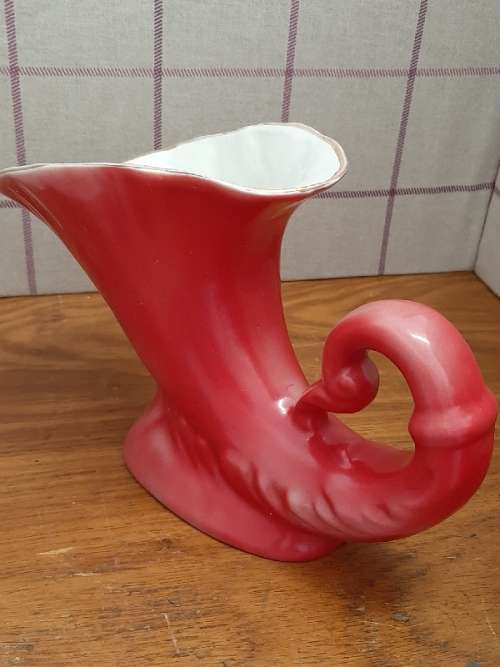 Lucia Ware Cornucopia Vase - Maroon - Height - 16cm