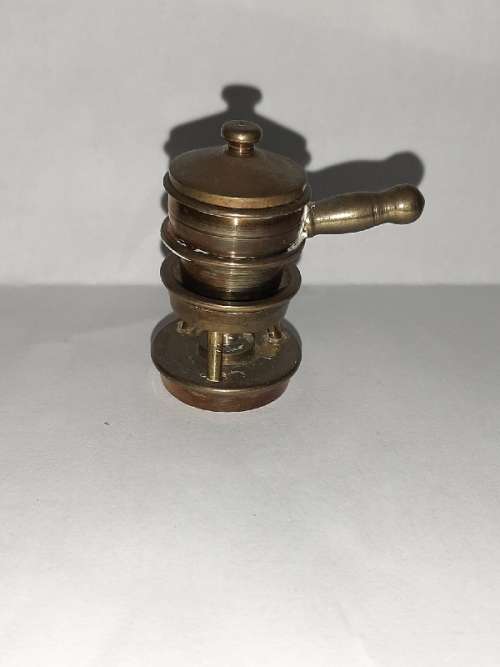 Solid Brass - Miniature Brass Stove and pot