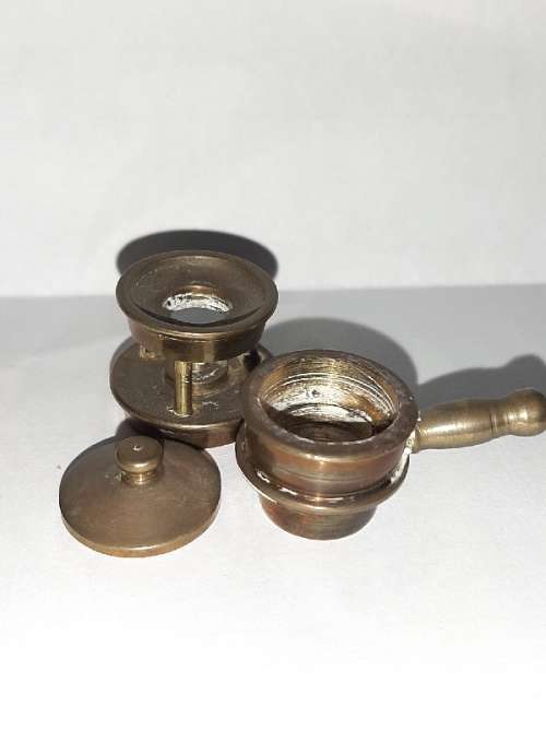 Solid Brass - Miniature Brass Stove and pot