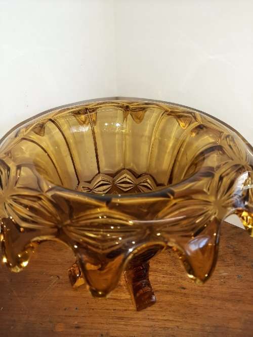 Beautiful Large Vintage Amber Glass Vase - Art Deco