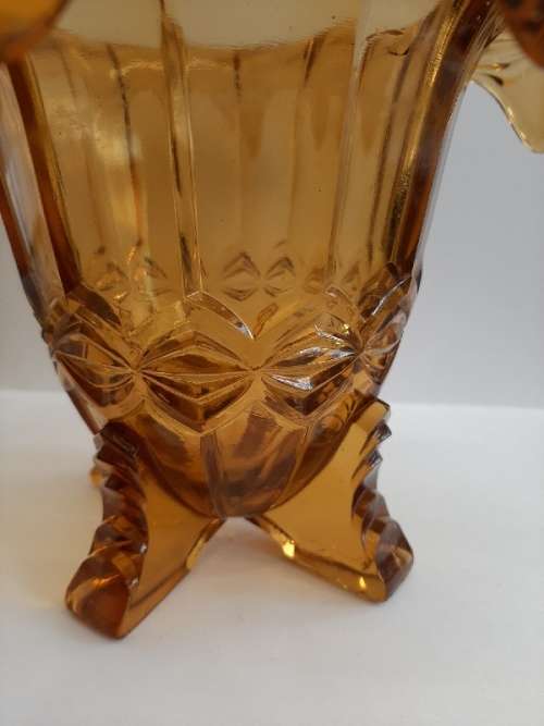 Beautiful Large Vintage Amber Glass Vase - Art Deco