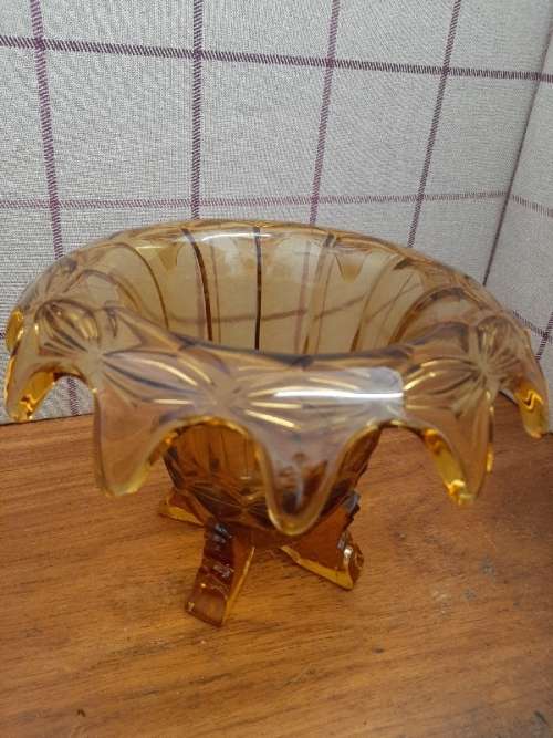 Beautiful Large Vintage Amber Glass Vase - Art Deco