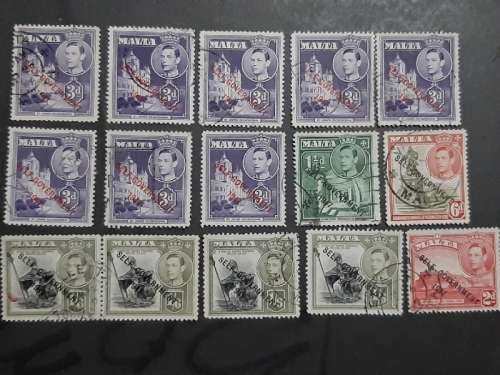 15 x Malta Self-Government Stamps - 1947
