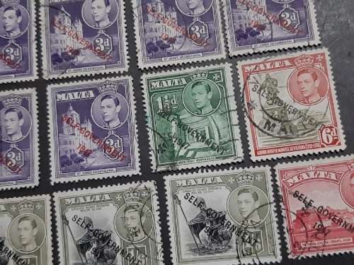 15 x Malta Self-Government Stamps - 1947