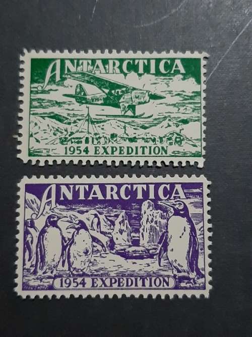 2 x Antarctica 1954 Expedition stamps