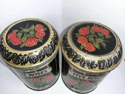 2 x Vintage 1LB Five Roses Tea Tins