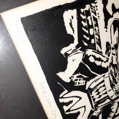 African Rhythm Linocut - Shepherd Xego