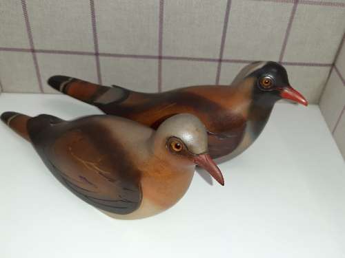 Pair of Namaqua Doves - Feathers of Knysna - Limited Edition - Hand Painted and Carved
