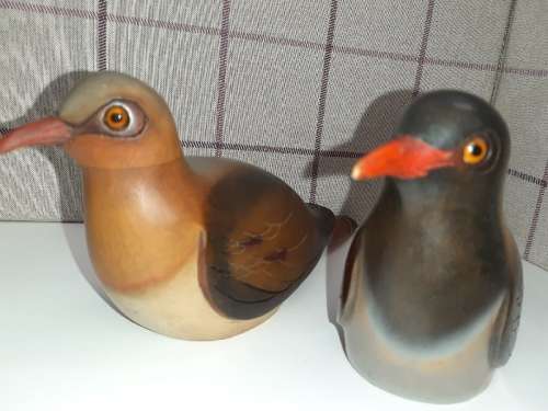Pair of Namaqua Doves - Feathers of Knysna - Limited Edition - Hand Painted and Carved