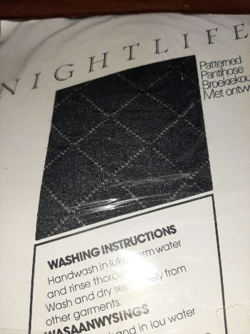Vintage Nightlife Patterned Pantihose - Stockings - Black Medium