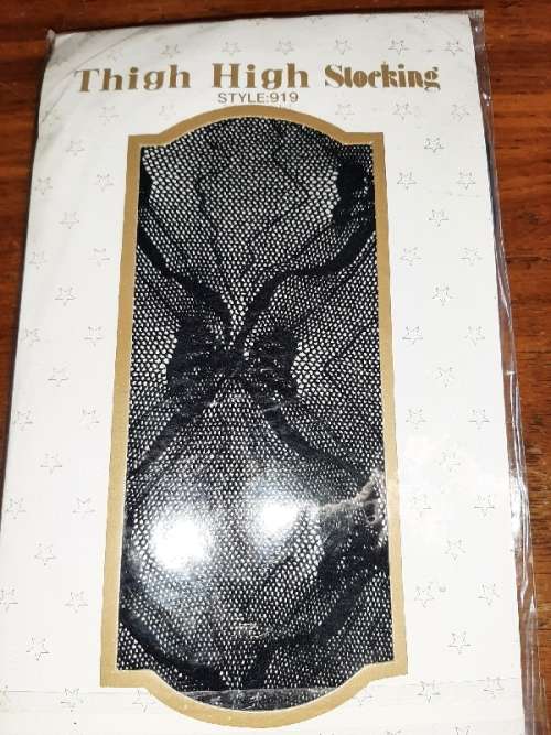 Black Thigh High Stockings - Lace - One Size