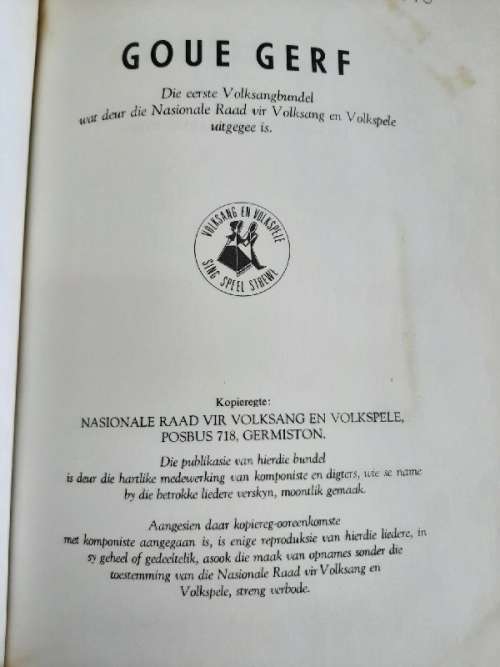 Goue Gerf - Die eerste Volksangbundel vir Volksang en Volkspele
