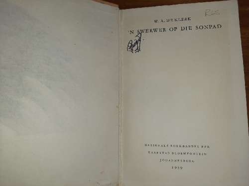 W.A. De Klerk - 'n Swerwer op die Sonpad - 1959