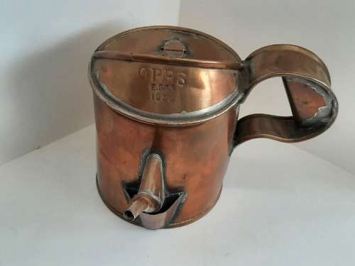 Vintage Copper School desk inkwell filler - Stamped 1938