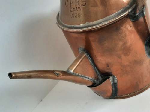 Vintage Copper School desk inkwell filler - Stamped 1938